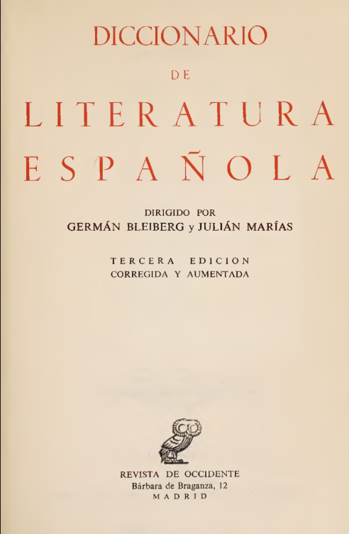 Diccionario de Literatura Espanola 1963